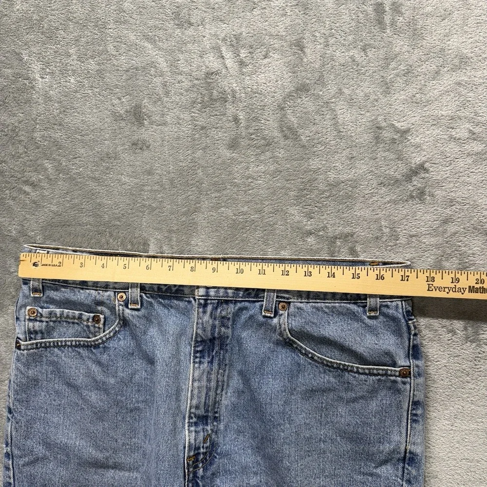 Levis 505 Denim Shorts Mens 36 Blue Jean Medium Wash Distressed Retro